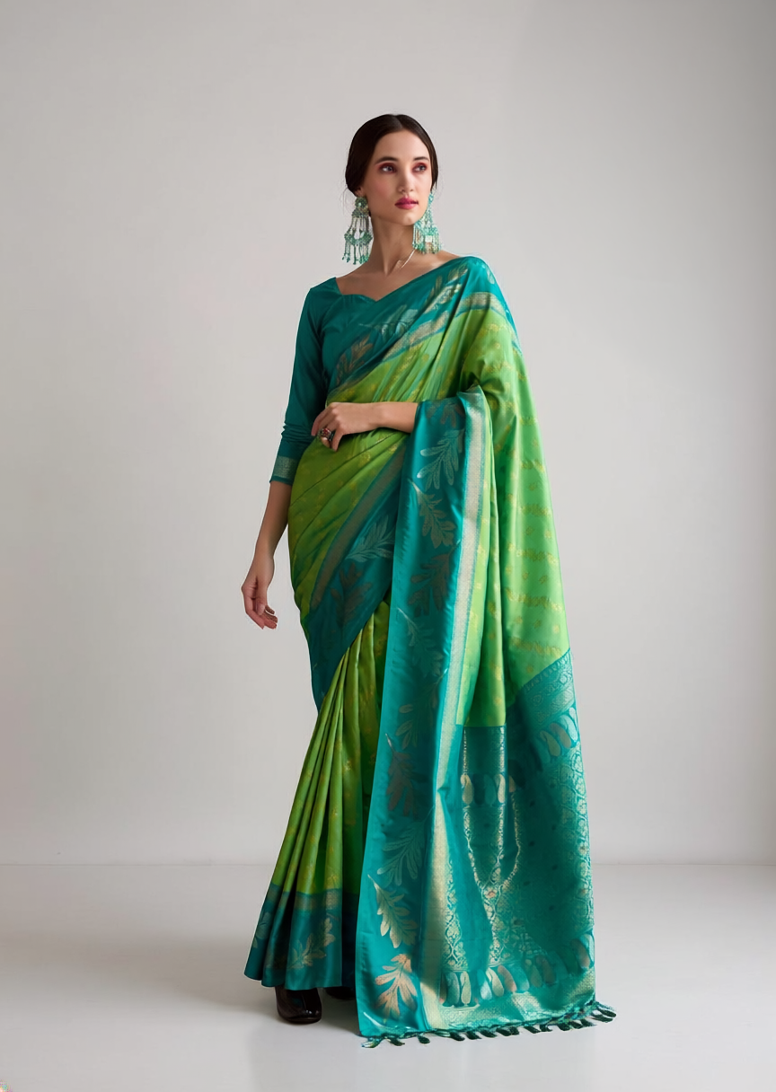 Apsara Leaf Silk Green Saree