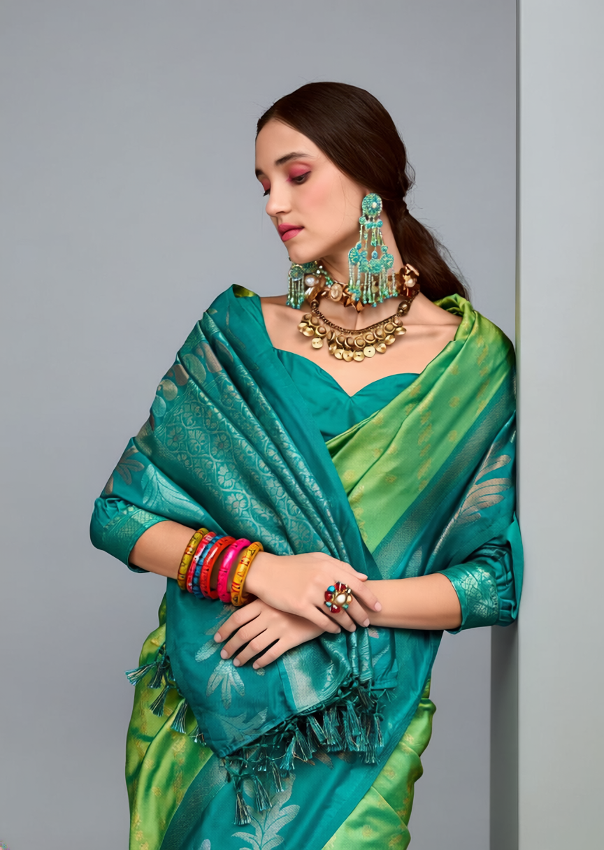 Apsara Leaf Silk Green Saree