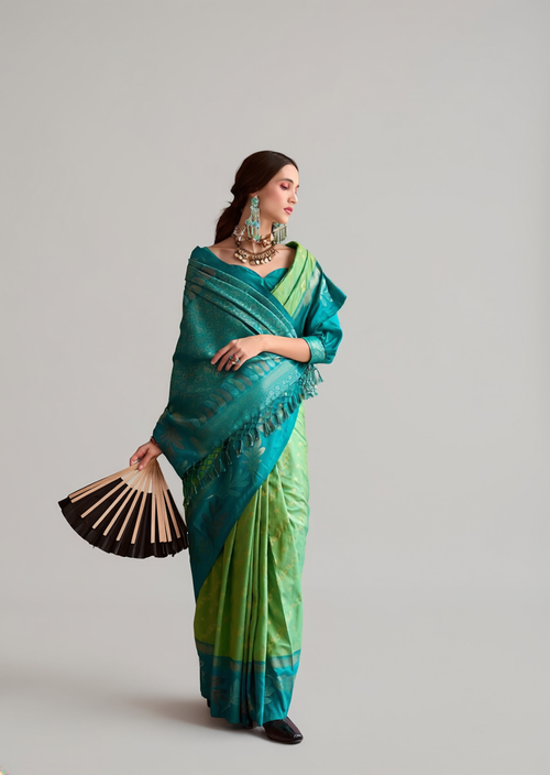 Apsara Leaf Silk Green Saree